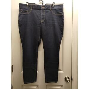 NWT Lee Womens Plus Size XXL Deep Dyed Dark Wash Pull-On Stretch High Rise Jeans